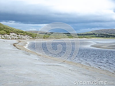 Sand storm at Dooey beach by Lettermacaward in County Donegal - Ireland Stock Photo