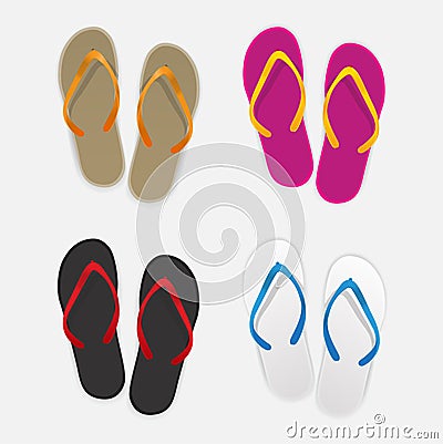 Sandal color set on White Background Vector Illustration