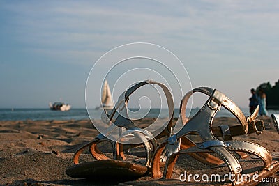 Sandals at the Beach Stock Photo