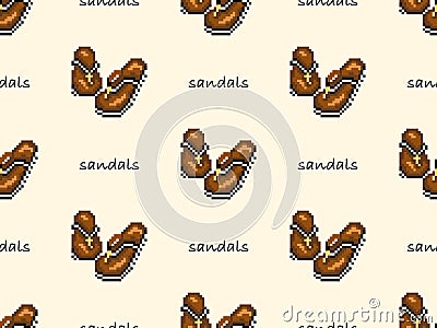 Sandals seamless pattern on yellow background. Pixel style Vector Illustration