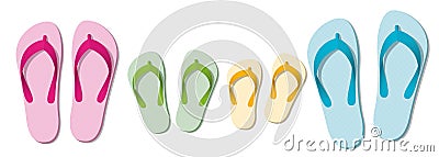 Sandals Family Beach Holiday Thongs Vector Illustration