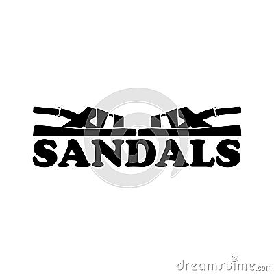 Sandals logo design. Side view. Pair shoes symbol. Vector clipart and drawing on white background. Vector Illustration