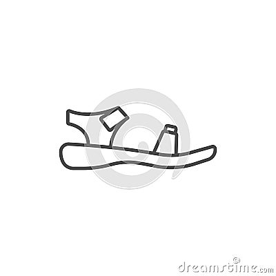 Sandals shoe vector icon. line flat sign for mobile concept and web design. Rubber slippers glyph icon. Symbol, logo illustration Vector Illustration