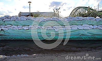 Sandbags Floods Protection Stock Photo