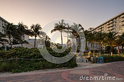 The Sandbar at Savoy Hotel Miami Beach FL twilight blue hour photo Editorial Stock Photo