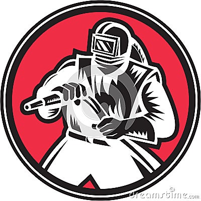 Sandblaster Sandblasting Circle Retro Vector Illustration