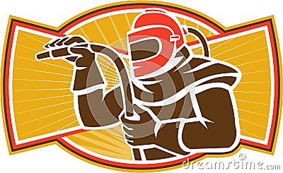 Sandblaster Sandblasting Hose Side Retro Vector Illustration