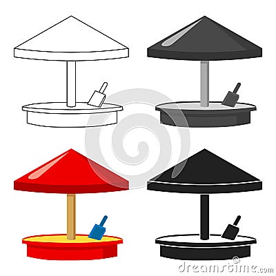 Sandbox icon in cartoon style isolated on white background. Play garden symbol stock vector illustration. Vector Illustration