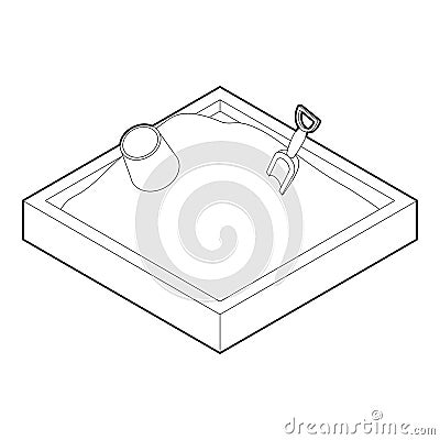 Sandbox icon in outline style Cartoon Illustration