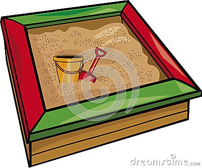 Sandbox with toys Vector Illustration