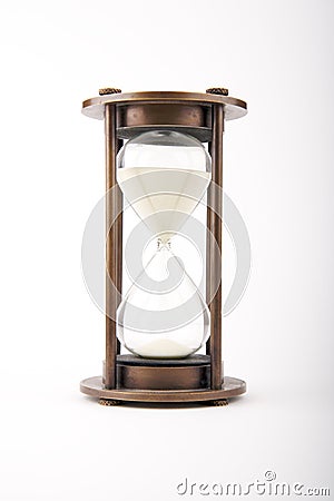 Sandclock against white background Stock Photo