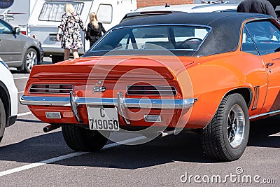 Rear of an orange 1969 Chevrolet Camaro.. Editorial Stock Photo