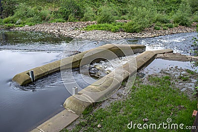 Sandersons Weir Salmon Fish Pass, River Don, Sheffield, June 4th, 2020 Editorial Stock Photo