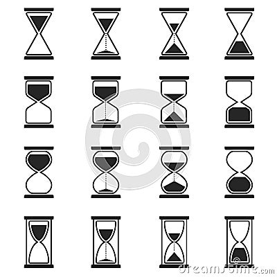 Sandglass and hourglass vector icons Vector Illustration