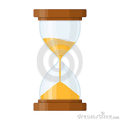 Sandglass icon isolated on white background. Time hourglass in flat style. Sandclock. Vector Illustration