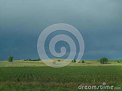 Sandhills of Nebraska with storm clouds Stock Photo