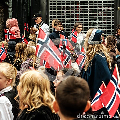 Men Women And Children Carrying Norwegin Flags During Norwegian Independence Day Editorial Stock Photo