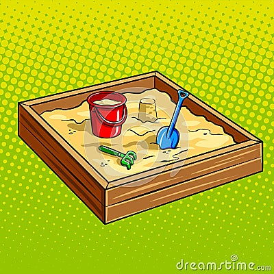 Sandpit for children pop art vector illustration Vector Illustration