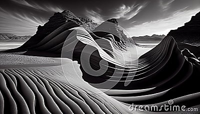 Sands ripple beneath majestic mountain a remote landscape ,generative AI Stock Photo