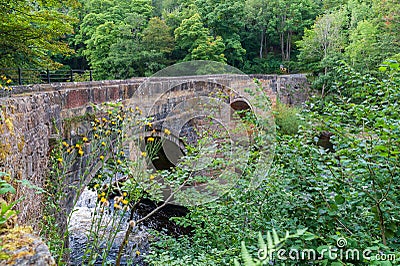 Sandstone bridge, Pont Cysyllte also known as Cysylltau Bridge or Bont Bridge across river Dee. Stock Photo