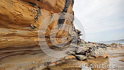 Sandstone Cliff Cape Banks Sydney in the Botany Kamay Bay National Park Stock Photo