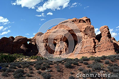 Sandstone Monolith `The Parade of Elephants `in Windows section in Arches National park Stock Photo
