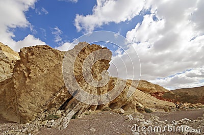 Sandstone rock in Red Canyon in Israel Stock Photo