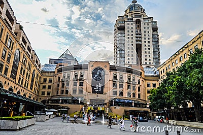 Sandton city mall and Nelson Mandela square with Statue of President Johannesburg South Africa Editorial Stock Photo