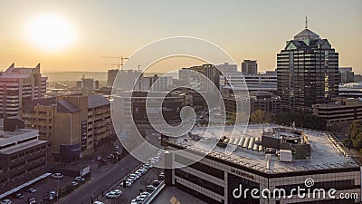 Sandton Skyline Winter Sunset Editorial Stock Photo