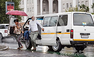 Taxi in Sandton city South Africa. Editorial Stock Photo