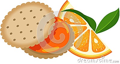 Sandwich biscuit with orange cream Vector Illustration