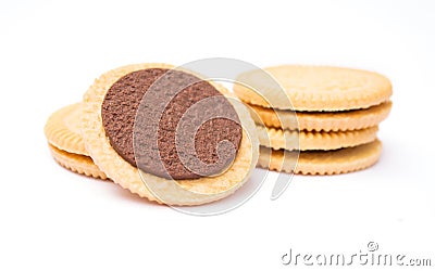 Sandwich biscuits with chocolate Stock Photo