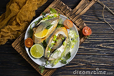 Sandwich in a oil dinner , seafood lunch delicious product gourmet fresh dill on wooden background Stock Photo