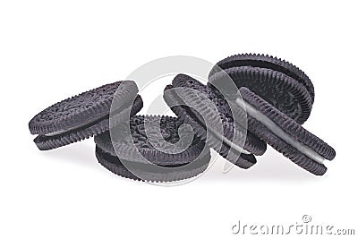 sandwich chocolate cookies with cream isolated on white background Stock Photo