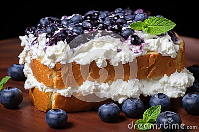 Sandwich cream blueberry. Generate Ai Stock Photo