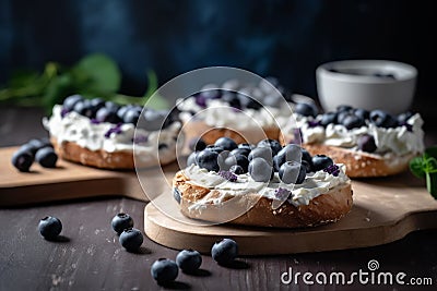 Sandwich cream blueberry. Generate Ai Stock Photo