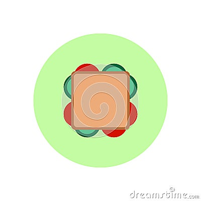 Sandwich flat icon. Round colorful button, circular vector sign, logo illustration. Vector Illustration