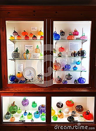 Sandwich Glass Museum pumpkins glass crafts exhibition Editorial Stock Photo