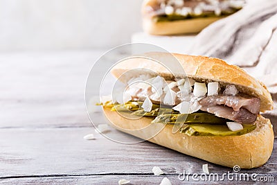 Sandwich with herring Stock Photo