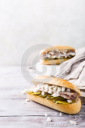 Sandwich with herring Stock Photo