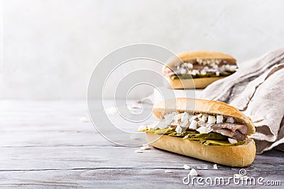 Sandwich with herring Stock Photo