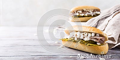 Sandwich with herring Stock Photo