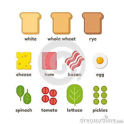 Sandwich ingredients illustration Vector Illustration