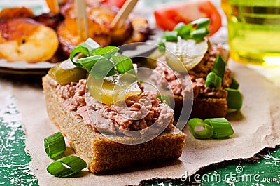 Sandwich with liver pate Stock Photo