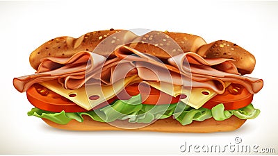 Sandwich with meat and cheese Vector Illustration