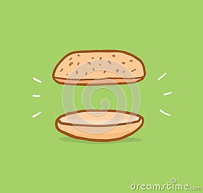 Sandwich of nothing or really strict diet Cartoon Illustration