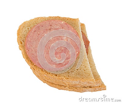 Sandwich with sassage, top view Stock Photo