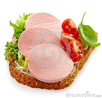 Sandwich with sliced sausage Stock Photo