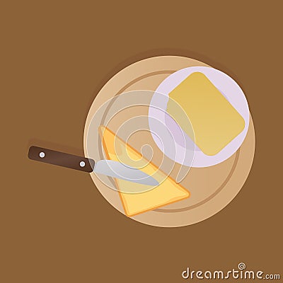 Sandwiches with butter view from the top Vector Illustration