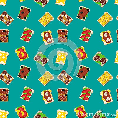 Sandwiches seamless pattern Vector Illustration